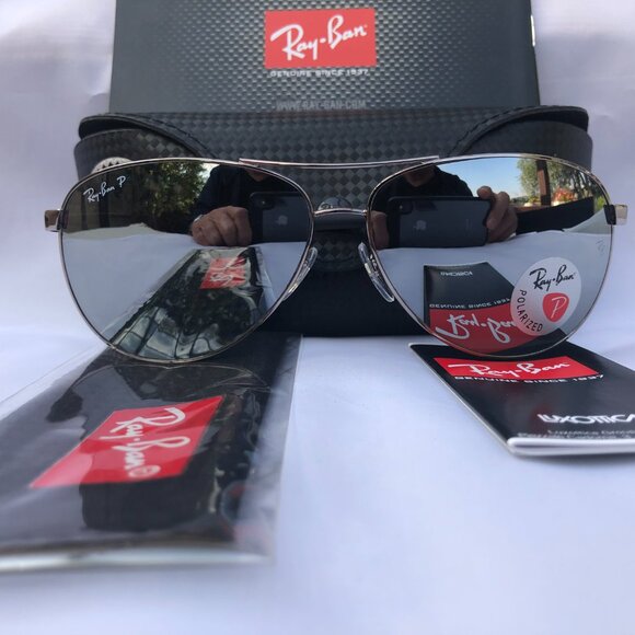 NEW Authentic RAY BAN RB8313-004-K6 Tech Polarized Mirror 61mm 100%UV From Italy - Picture 7 of 12